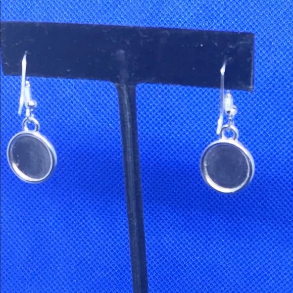 🔥$9 NWT ROUND BLUE/SILVER DRUZY EARRINGS - Picture 4 of 5